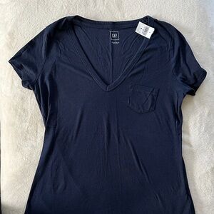 GAP Women's Dark Blue V-Neck Tee